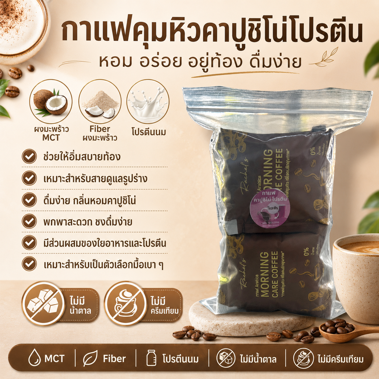 กาแฟคุมหิวคาปูชิโน่โปรตีน 10 ซอง 2