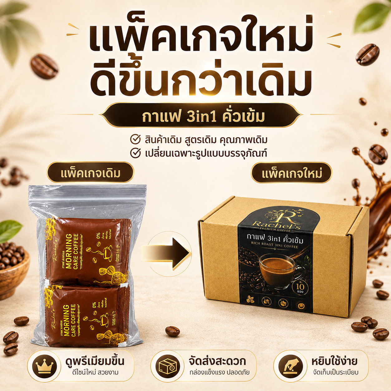 *แบบกล่อง* กาแฟ 3in1 คั่วเข้ม 3